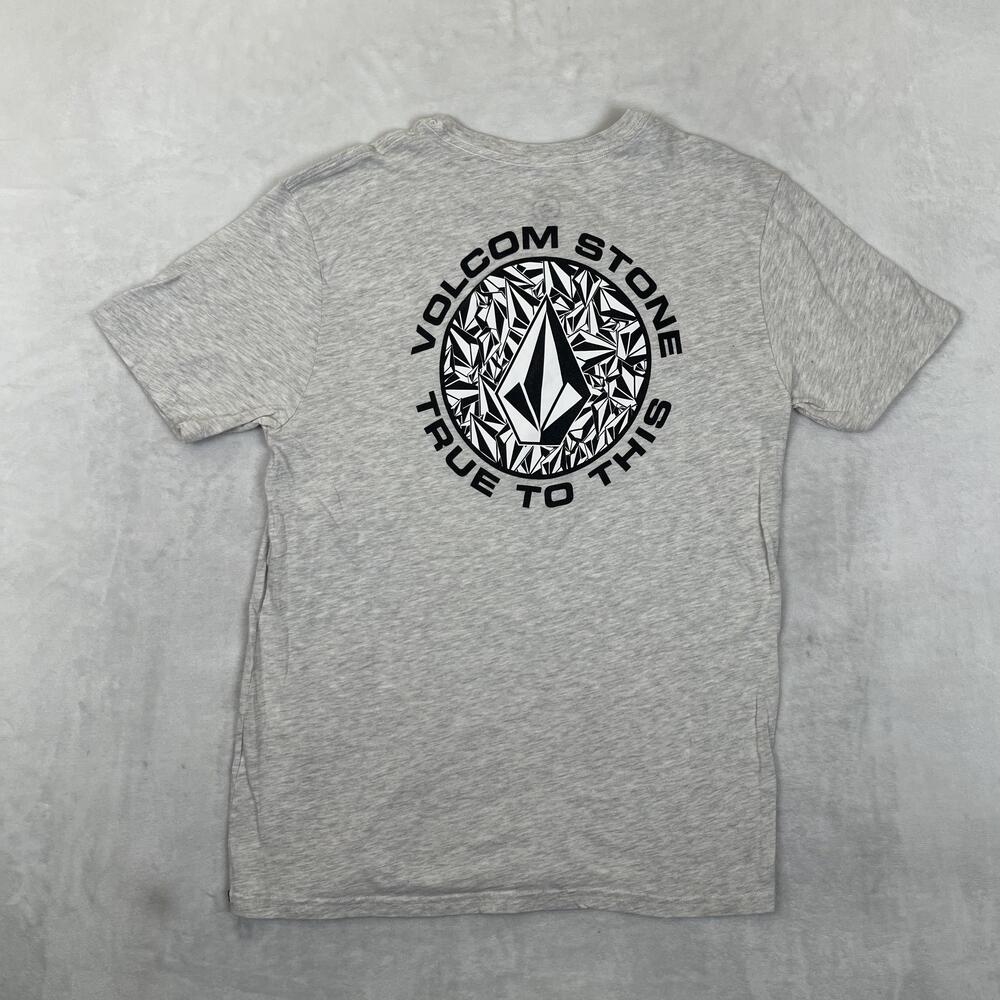 Volcom T-Shirt Mens Large Gray Stone Logo "True To This" Back Print Y2K Retro